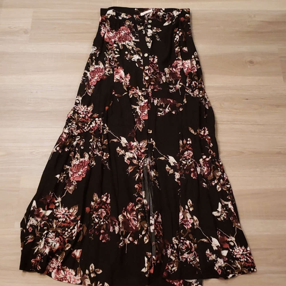 Black and purple floral maxi skirt